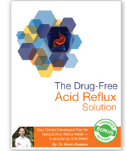 Book cover for Kevin Passero's book, "The Drug-Free Acid Reflux Solution." Gut inflammation must be addressed before healing of leaky gut can be achieved.