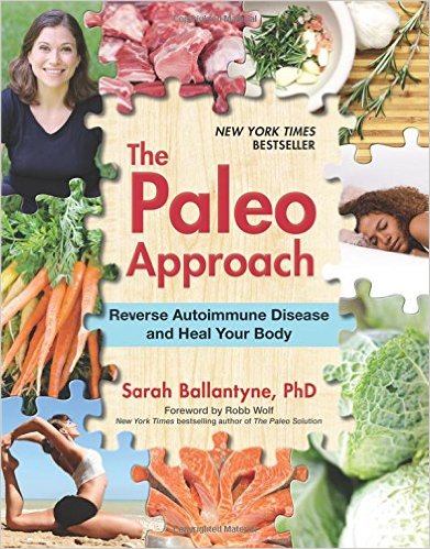 Book cover for Sarah Ballantyne's book, "The Paleo Approach." This book can be used to help heal a leaky gut.